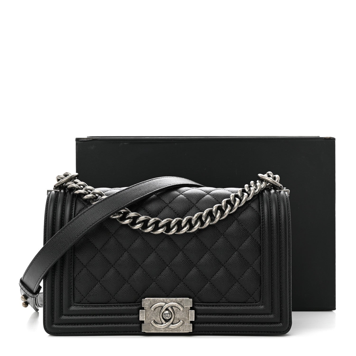 Chanel Caviar Quilted Medium Boy Flap Black 11 of 11