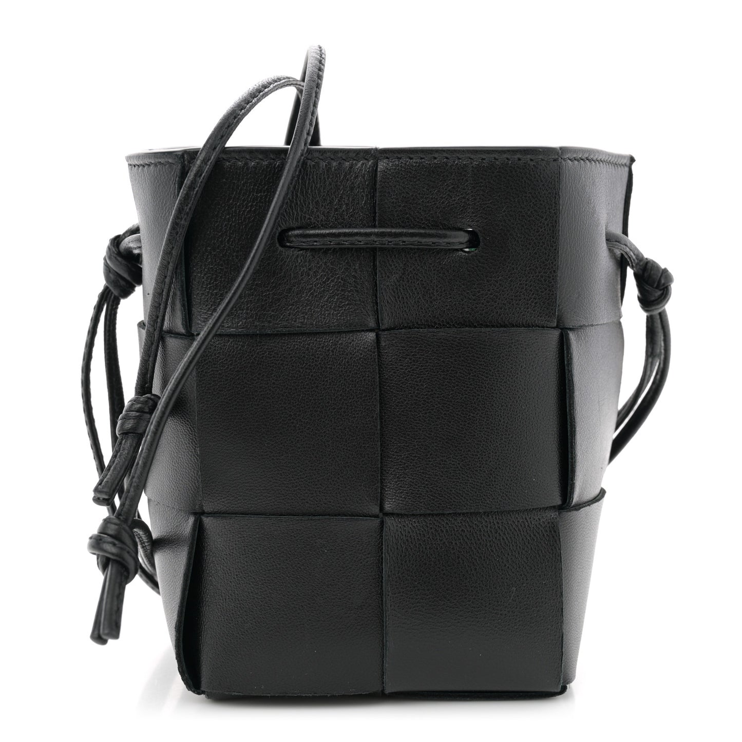 Nappa Maxi Intrecciato Mini Cassette Bucket Bag Black