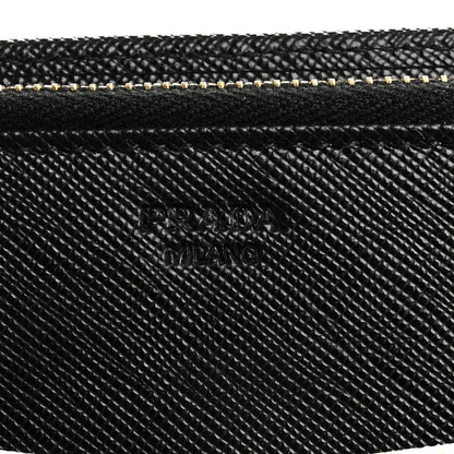 Prada Saffiano Metal Continental Flap Wallet Black White 6 of 9