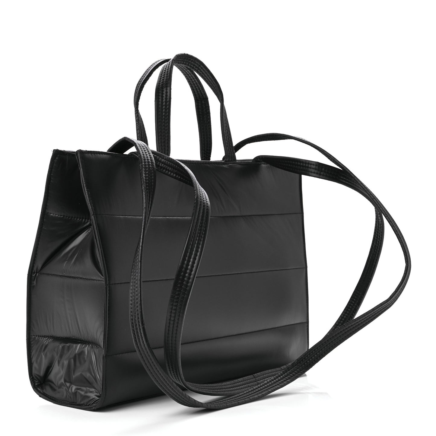 Nylon Medium Puff Shopping Bag Black