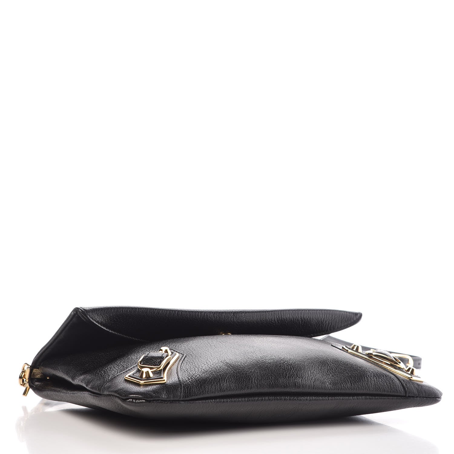 Balenciaga Chevre Gold Metallic Edge Hardware Envelope Clutch Black 4 of 10