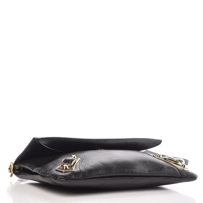 Balenciaga Chevre Gold Metallic Edge Hardware Envelope Clutch Black 4 of 10