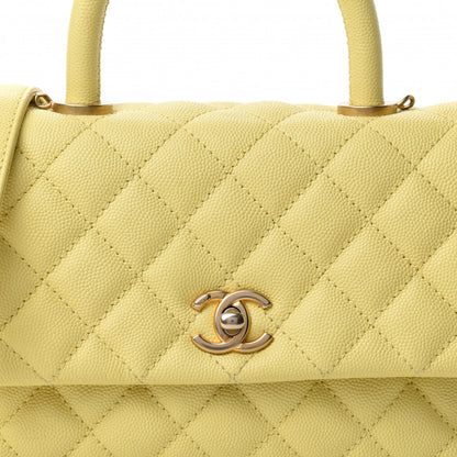 Chanel Caviar Quilted Mini Coco Handle Flap Yellow 14 of 15