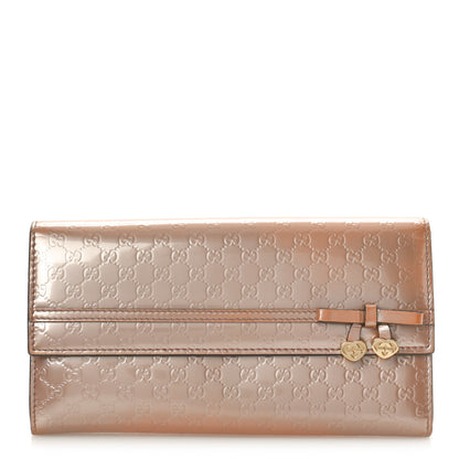 Gucci Patent Microguccissima Bow Heart Continental Wallet Pink 1 of 11