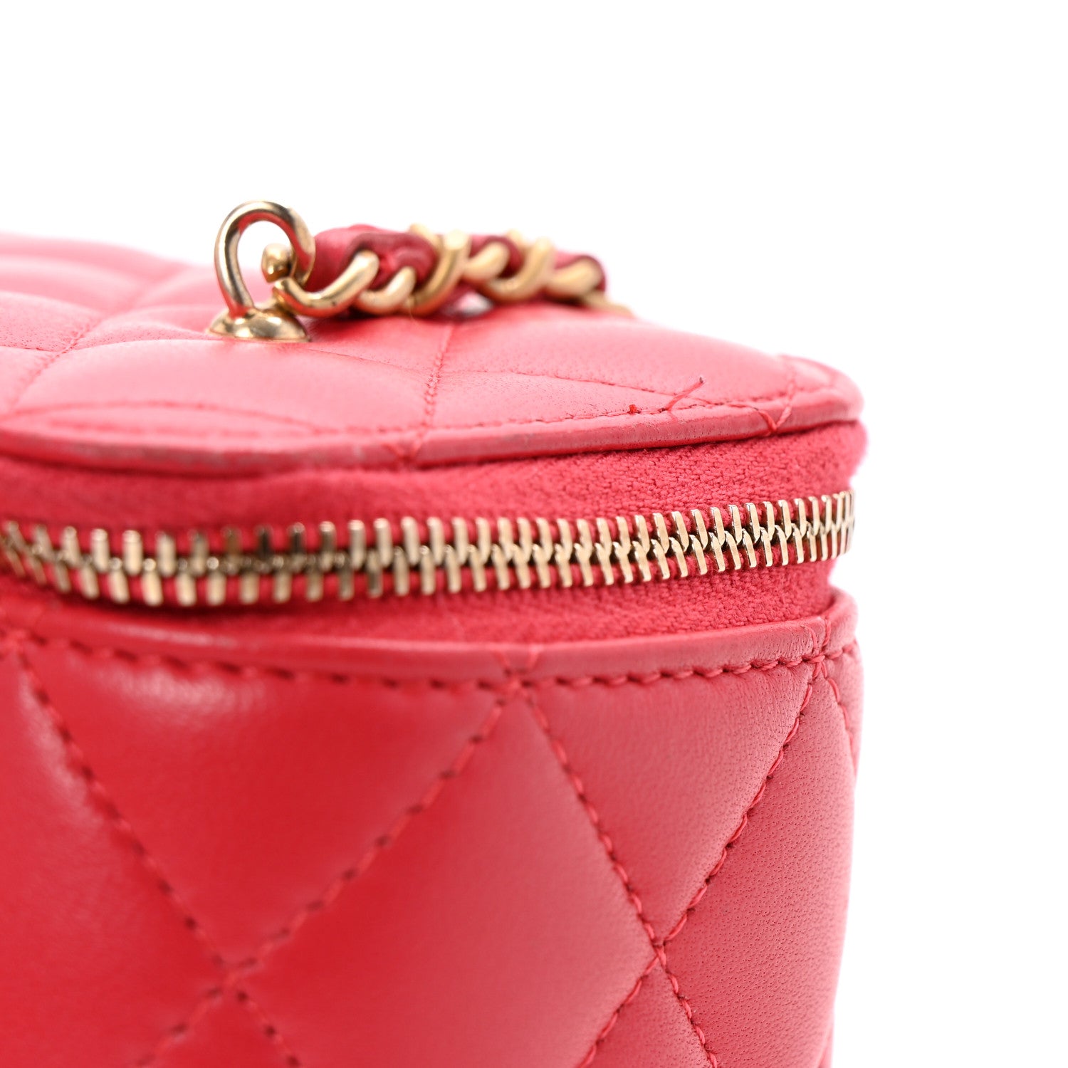 Chanel Lambskin Quilted Small Pearl Crush Vanity Case With Chain Red 10 of 11
