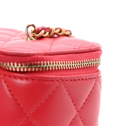 Chanel Lambskin Quilted Small Pearl Crush Vanity Case With Chain Red 10 of 11