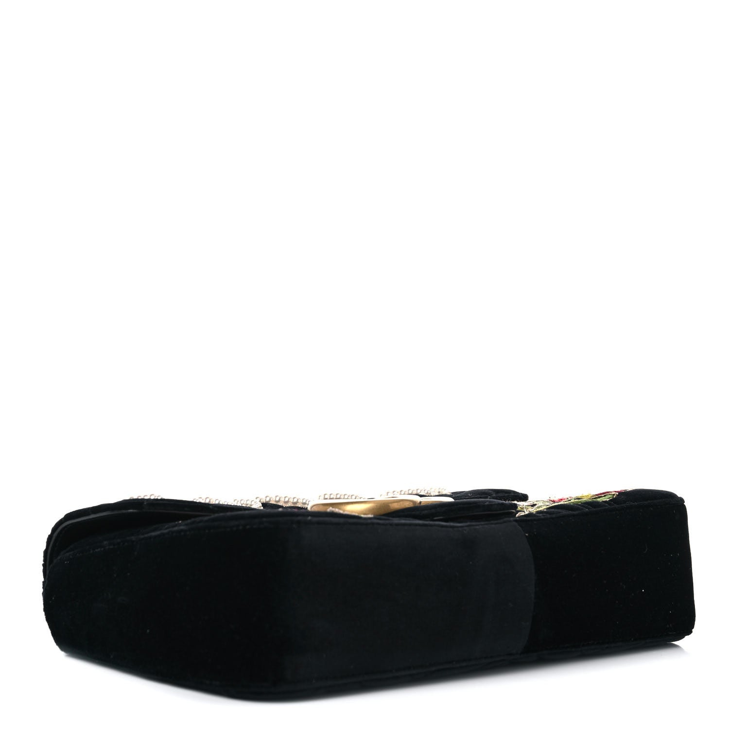 Gucci Velvet Matelasse Loved Embroidered Medium GG Marmont Shoulder Bag Black 4 of 16