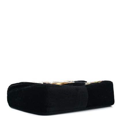 Gucci Velvet Matelasse Loved Embroidered Medium GG Marmont Shoulder Bag Black 4 of 16