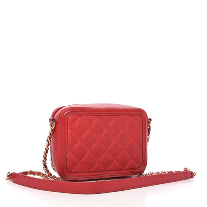 Chanel Caviar Quilted Filigree Vanity Clutch With Chain Red 3 of 10