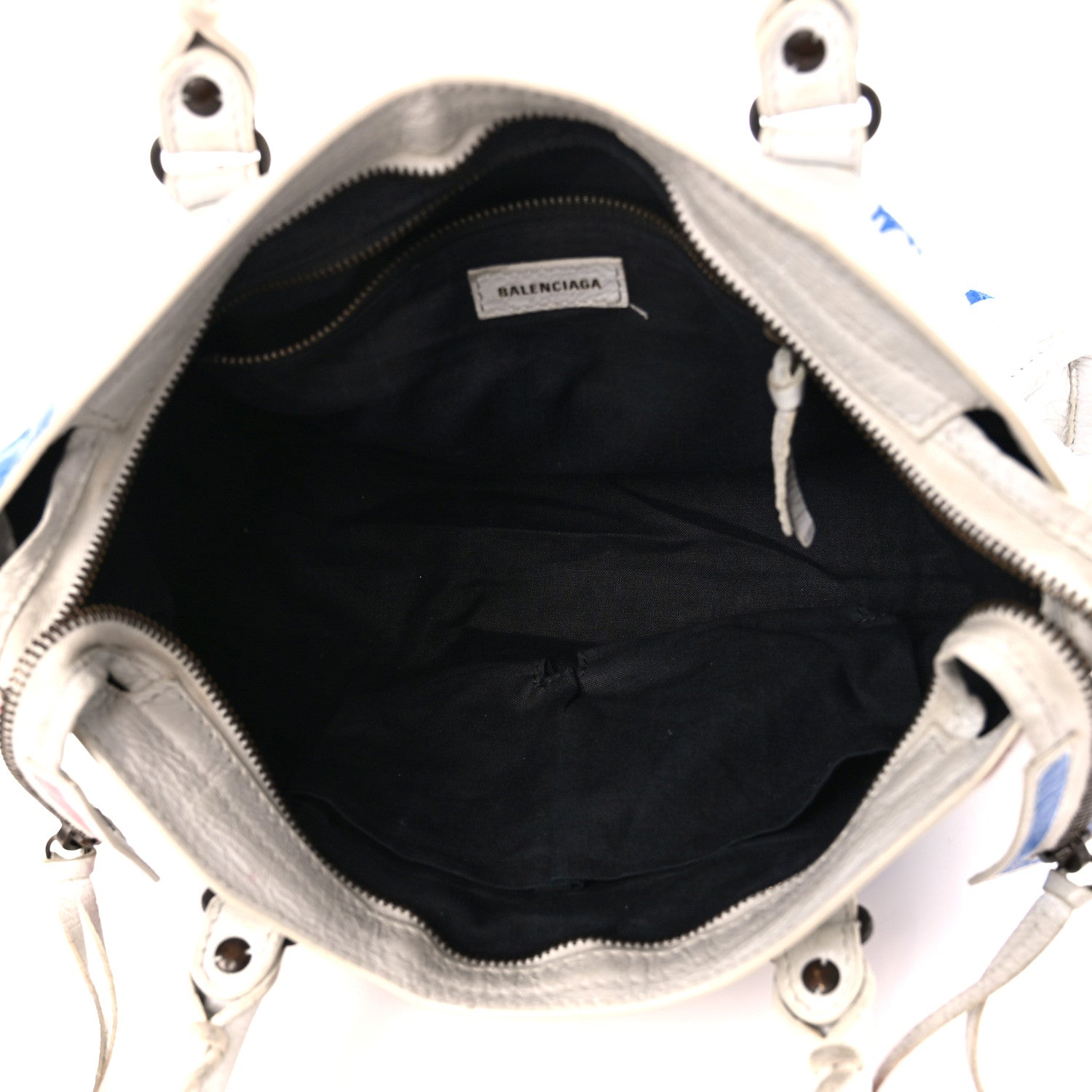 Balenciaga Agneau Graffiti All Over Classic Hardware S City White Bleu Rouge 6 of 18