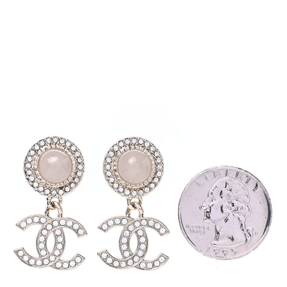 Chanel Crystal Resin Pearl CC Drop Earrings Gold 2 of 4