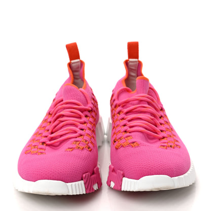 Hermes Knit Womens Flex Bolduc Sneakers 37 Rose Framboise Orange 2 of 7