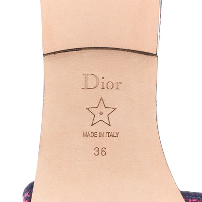 Christian Dior Canvas Embroidered Animals Dway Mules Slide Sandals 36 Deep Blue Fuchsia 6 of 9