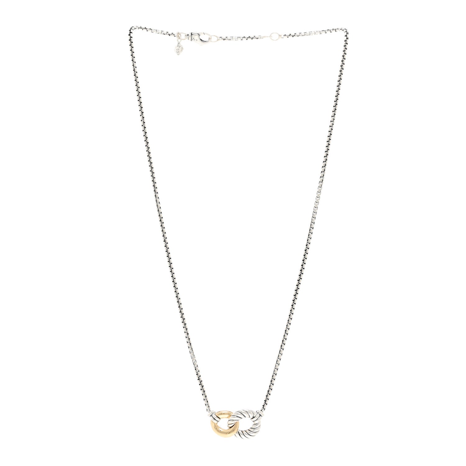David Yurman Sterling Silver 18K Yellow Gold Belmont Pendant Necklace 3 of 4