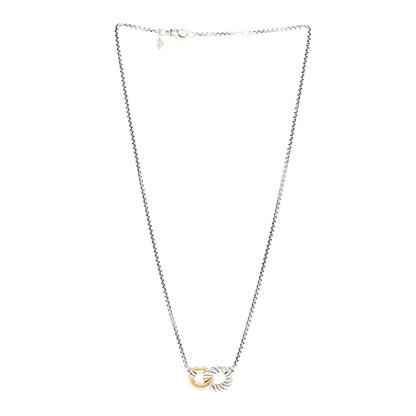 David Yurman Sterling Silver 18K Yellow Gold Belmont Pendant Necklace 3 of 4