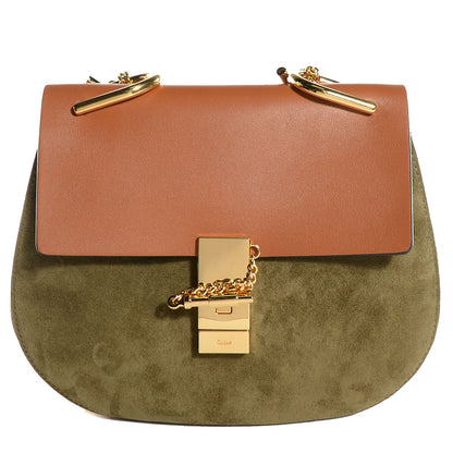 Chloe Suede Smooth Calfskin Drew Shoulder Bag Caramel 1 of 8