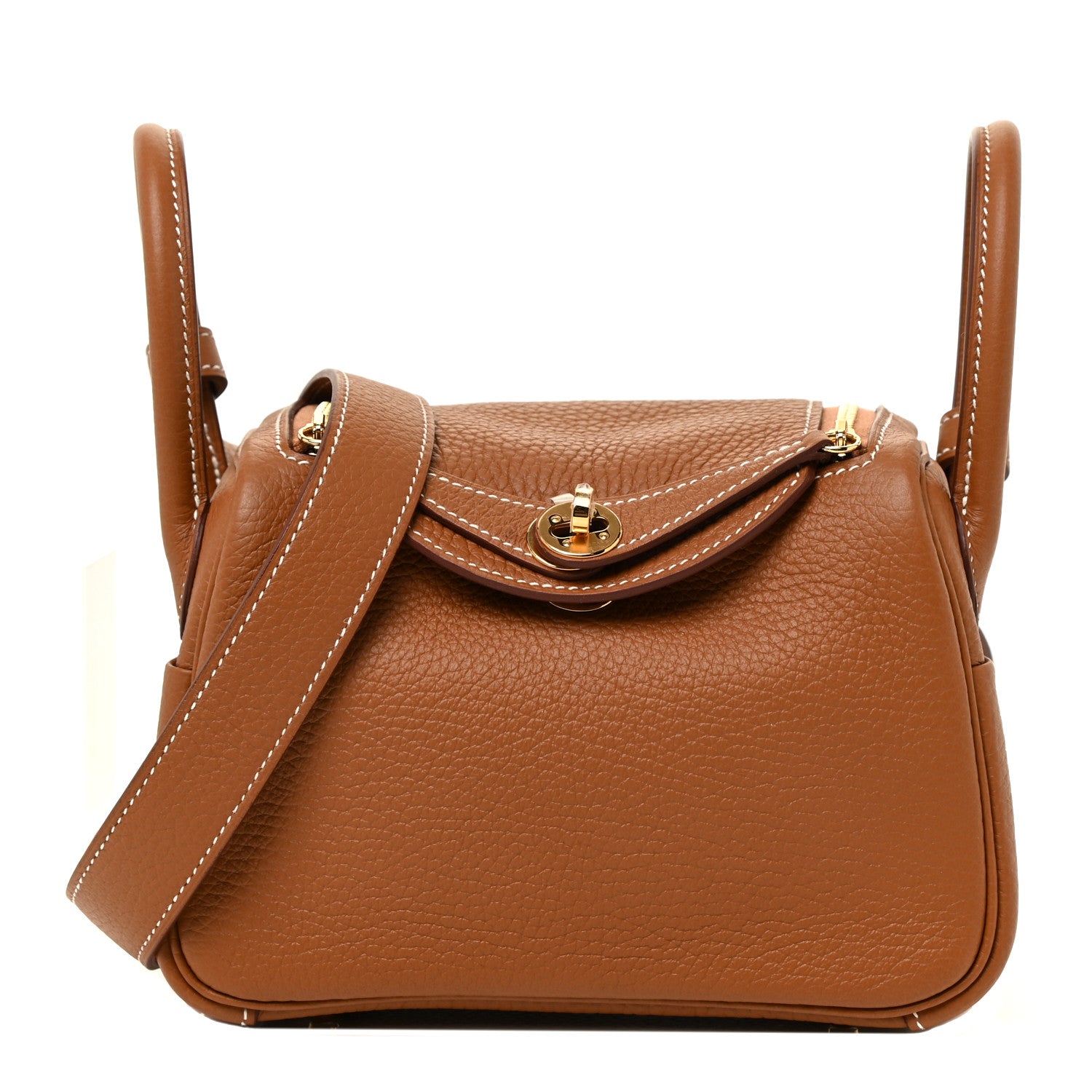 Hermes Taurillon Clemence Mini Lindy 20 Gold 1 of 11