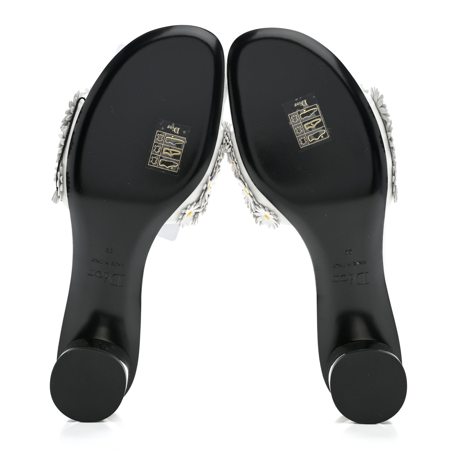 Lambskin Daisy Embroidered Dior Bloom Heeled Slide Sandals 39 White