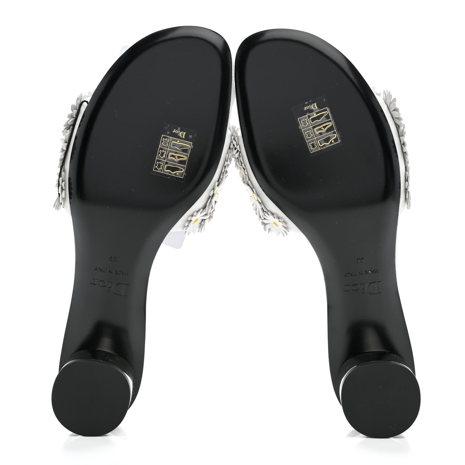 Christian Dior Lambskin Daisy Embroidered Dior Bloom Heeled Slide Sandals 39 White 6 of 10