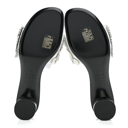 Christian Dior Lambskin Daisy Embroidered Dior Bloom Heeled Slide Sandals 39 White 6 of 10