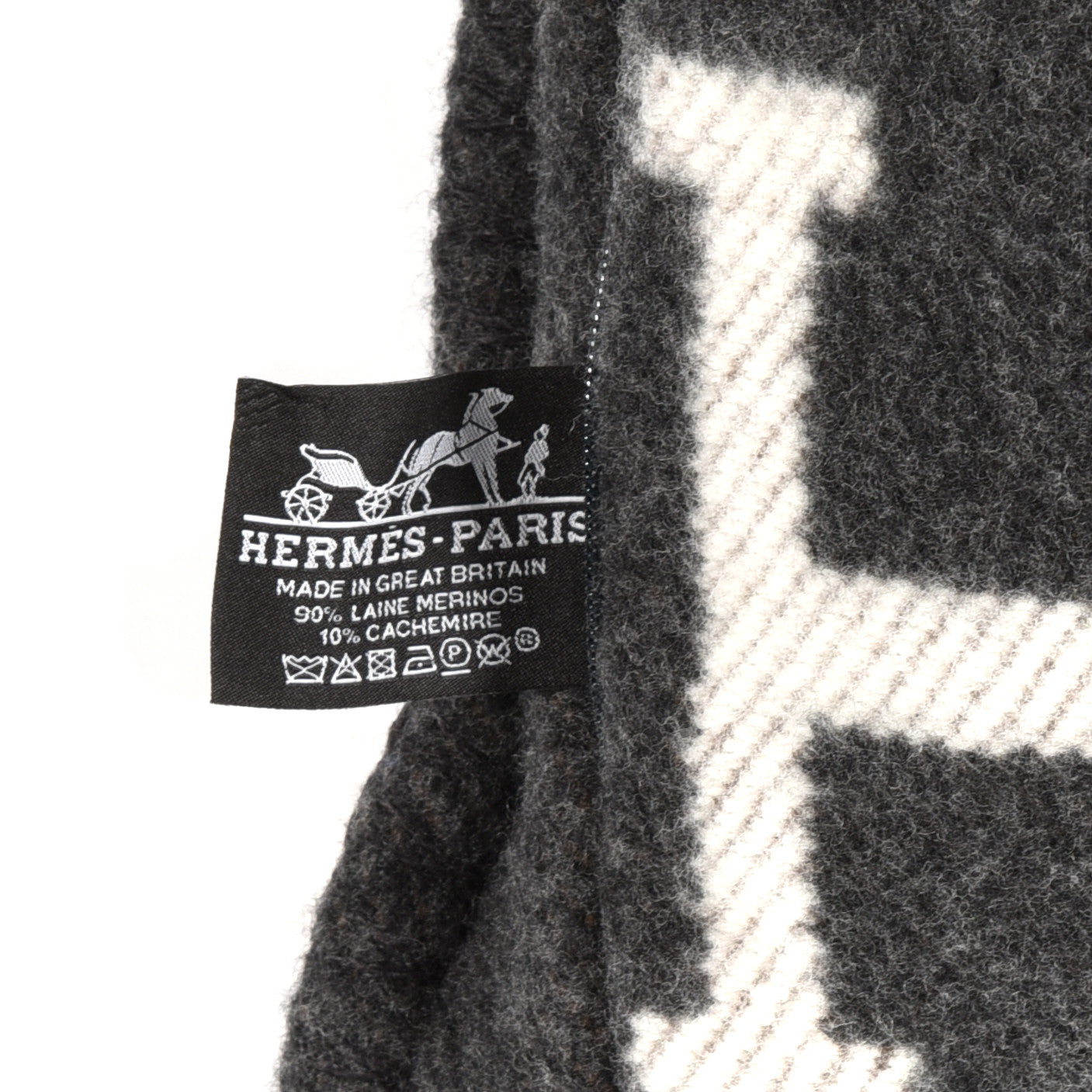 Hermes Wool Cashmere Avalon Pillow PM Ecru Gris Fonce 3 of 3