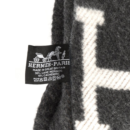 Hermes Wool Cashmere Avalon Pillow PM Ecru Gris Fonce 3 of 3