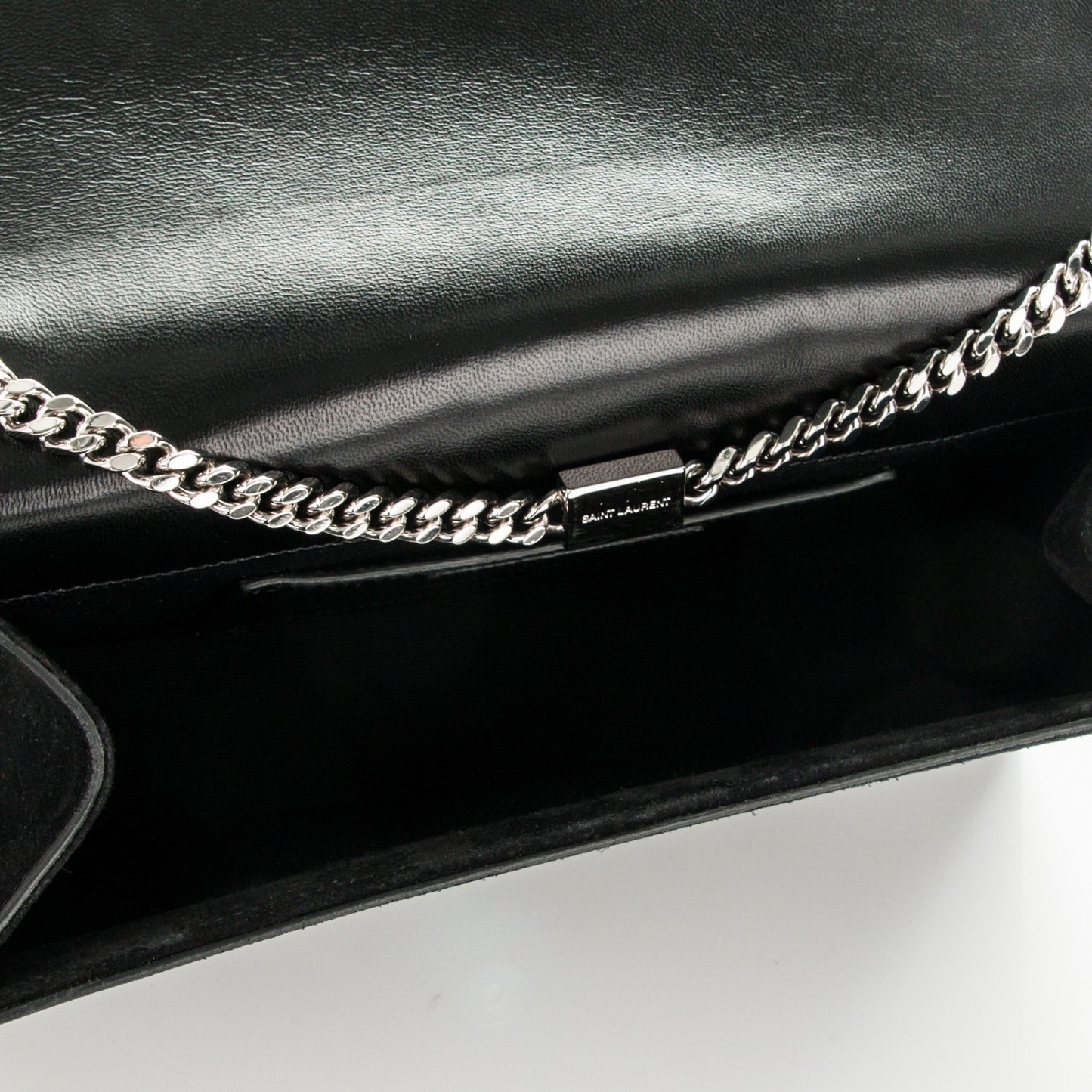 Suede Crystal Medium Classic Monogram Kate Satchel Nero Black