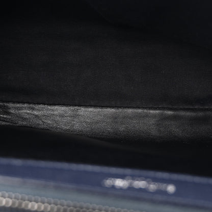 Saint Laurent Sheepskin Matelasse Chevron Monogram Large College Satchel Deep Marine 5 of 12