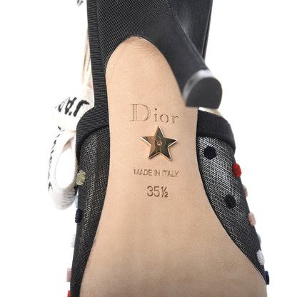 Christian Dior Mesh Ribbon Velvet Mini Velvet Dot J'Adior 100mm Slingback Pumps 35.5 7 of 10