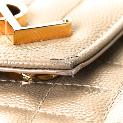 Saint Laurent Grain De Poudre Textured Mixed Matelasse Medium Triquilt Monogram Satchel Latte Cream 5 of 13