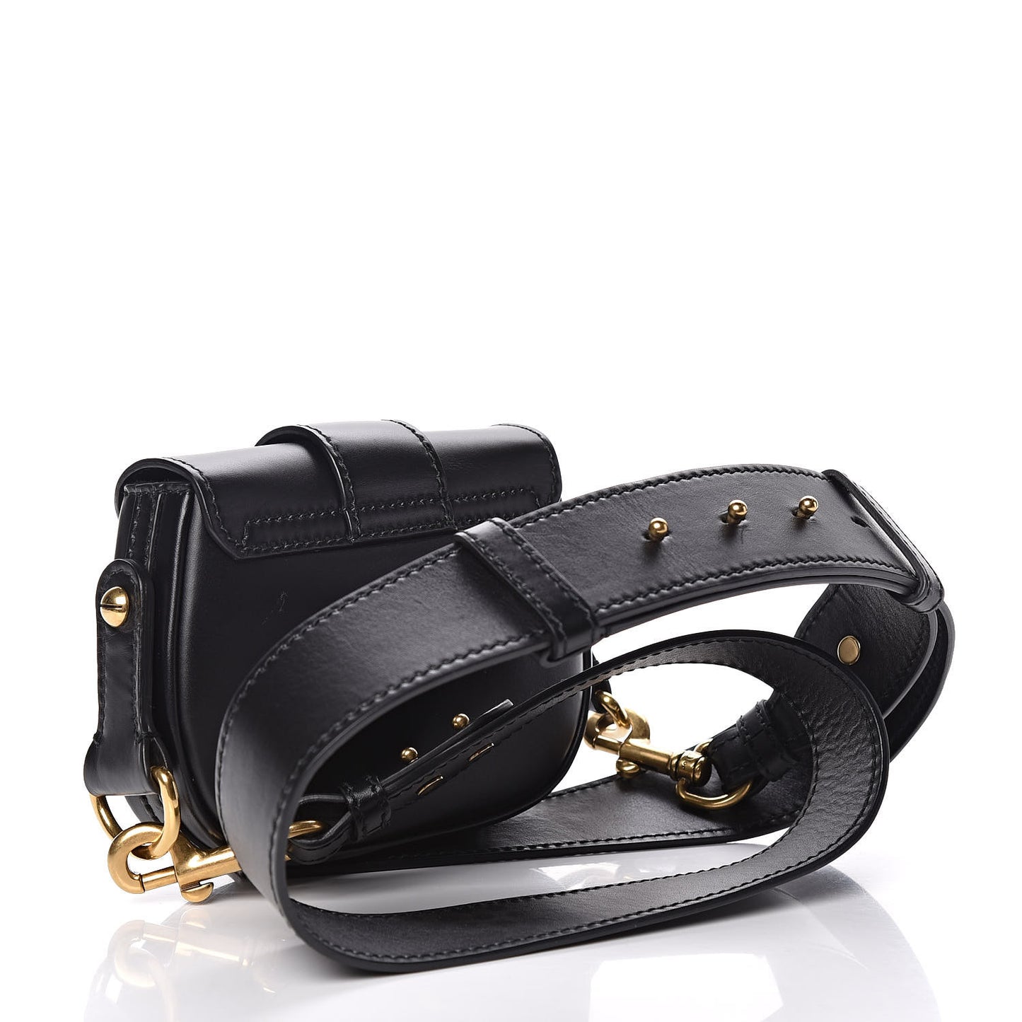 Calfskin Mini D Fence Saddle Bag Black