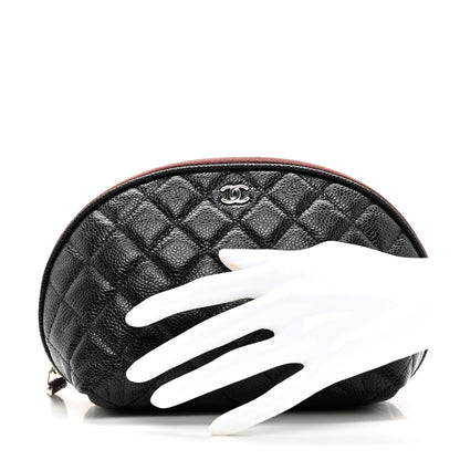 Chanel Caviar Quilted Small Curvy Cosmetic Case Black 2 of 8