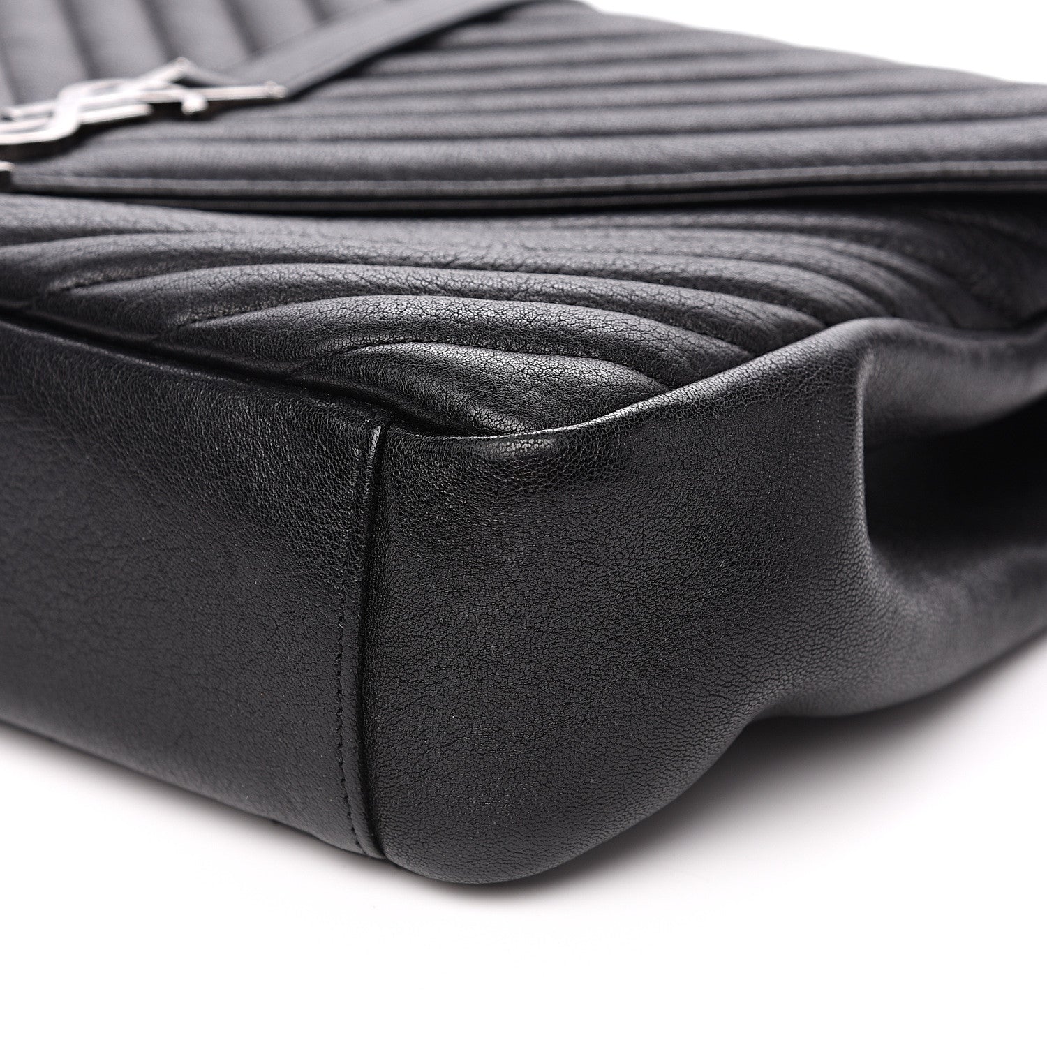 Saint Laurent Sheepskin Matelasse Chevron Monogram Large College Satchel Black 8 of 14