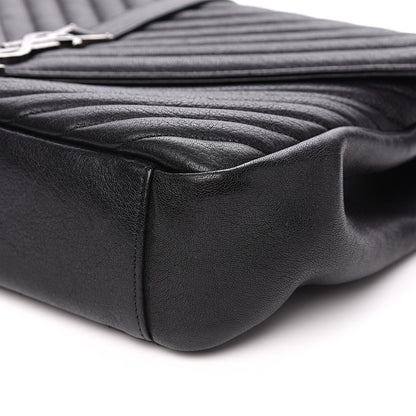 Saint Laurent Sheepskin Matelasse Chevron Monogram Large College Satchel Black 8 of 14