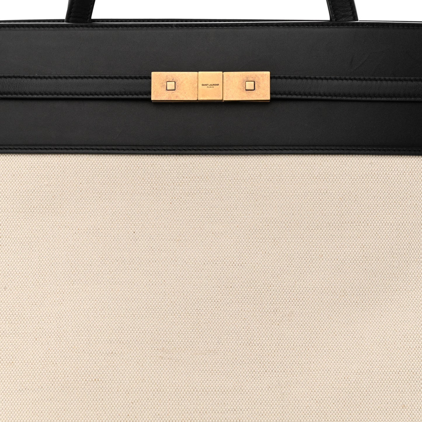 Canvas Calfskin Medium Manhattan Shopper Tote Natural Black