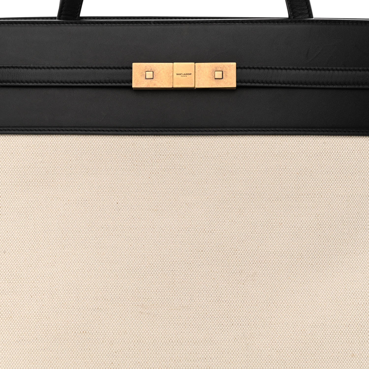 Saint Laurent Canvas Calfskin Medium Manhattan Shopper Tote Natural Black 8 of 11