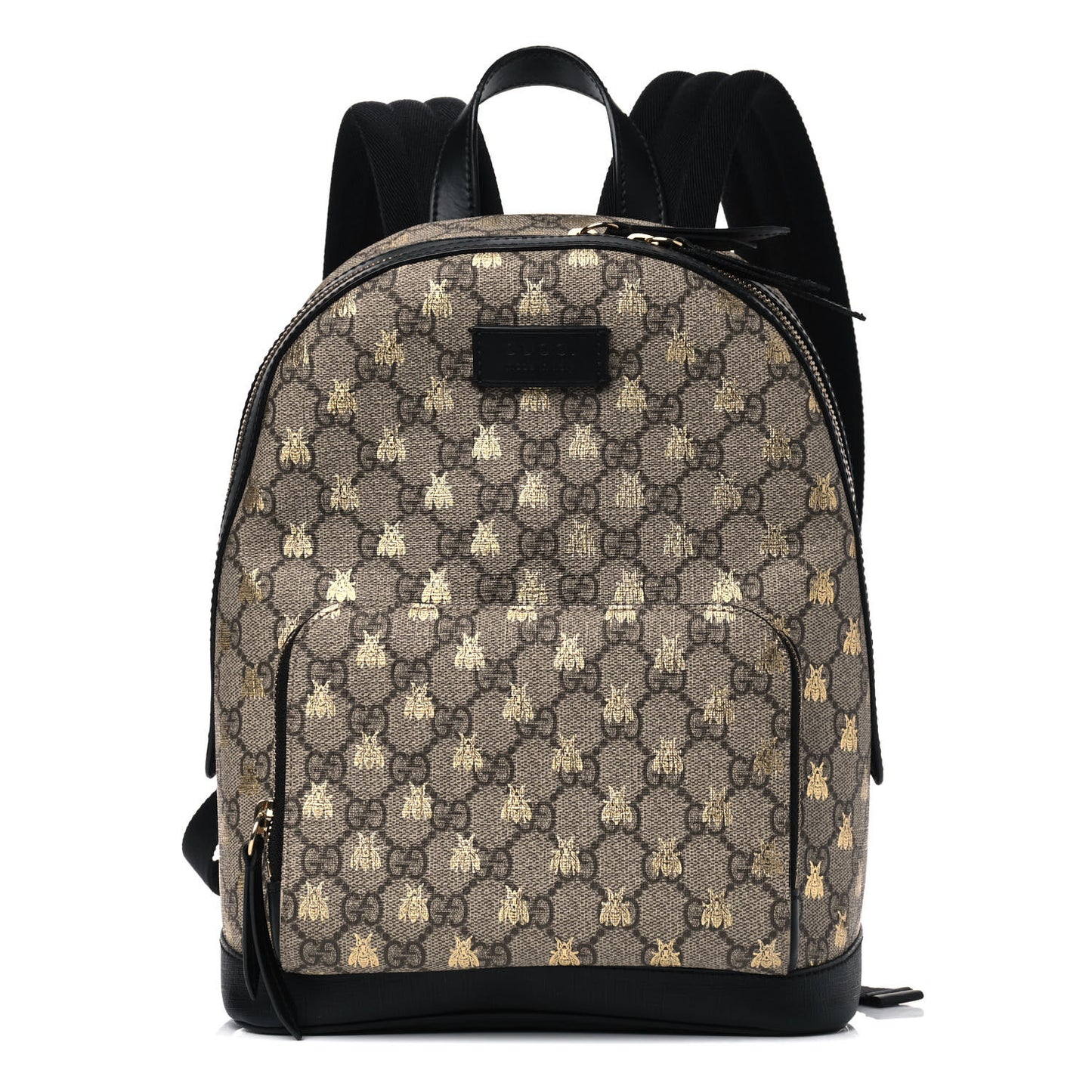 GG Supreme Monogram Bees Print Small Day Backpack Beige Oro Black