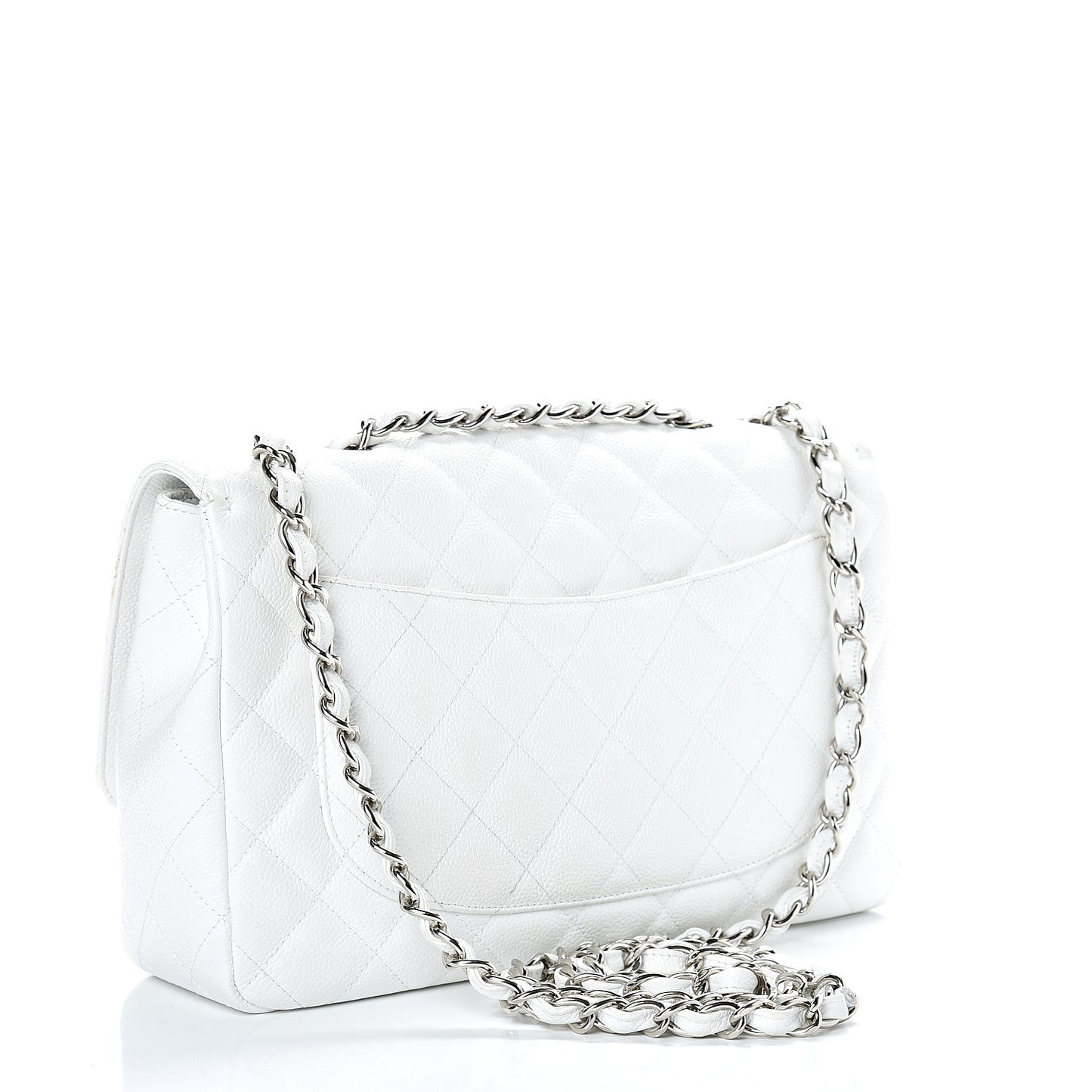 Caviar Quilted Jumbo Single Flap White
