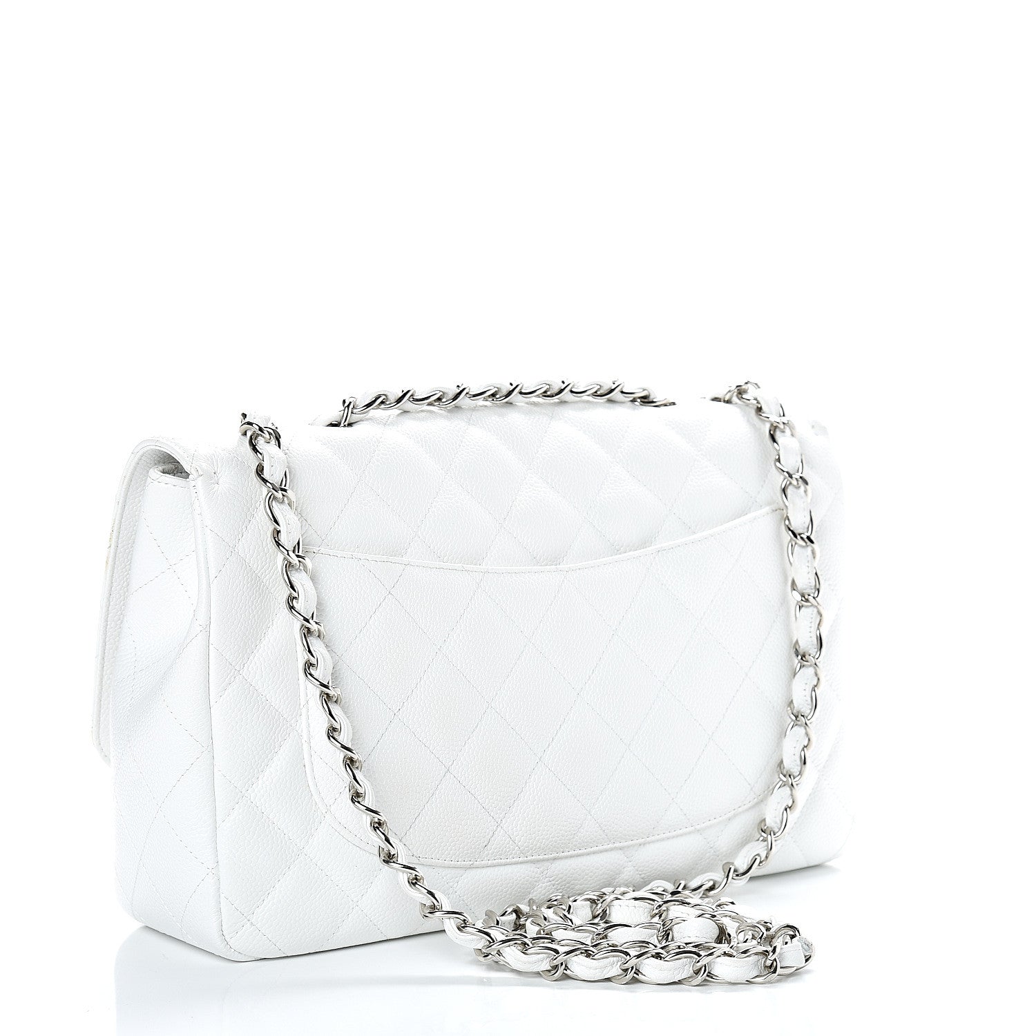 Chanel Caviar Quilted Jumbo Single Flap White 2 of 12