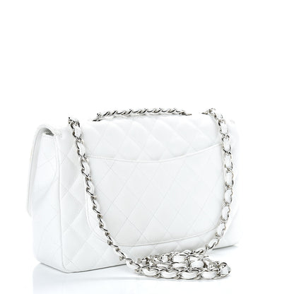Chanel Caviar Quilted Jumbo Single Flap White 2 of 12