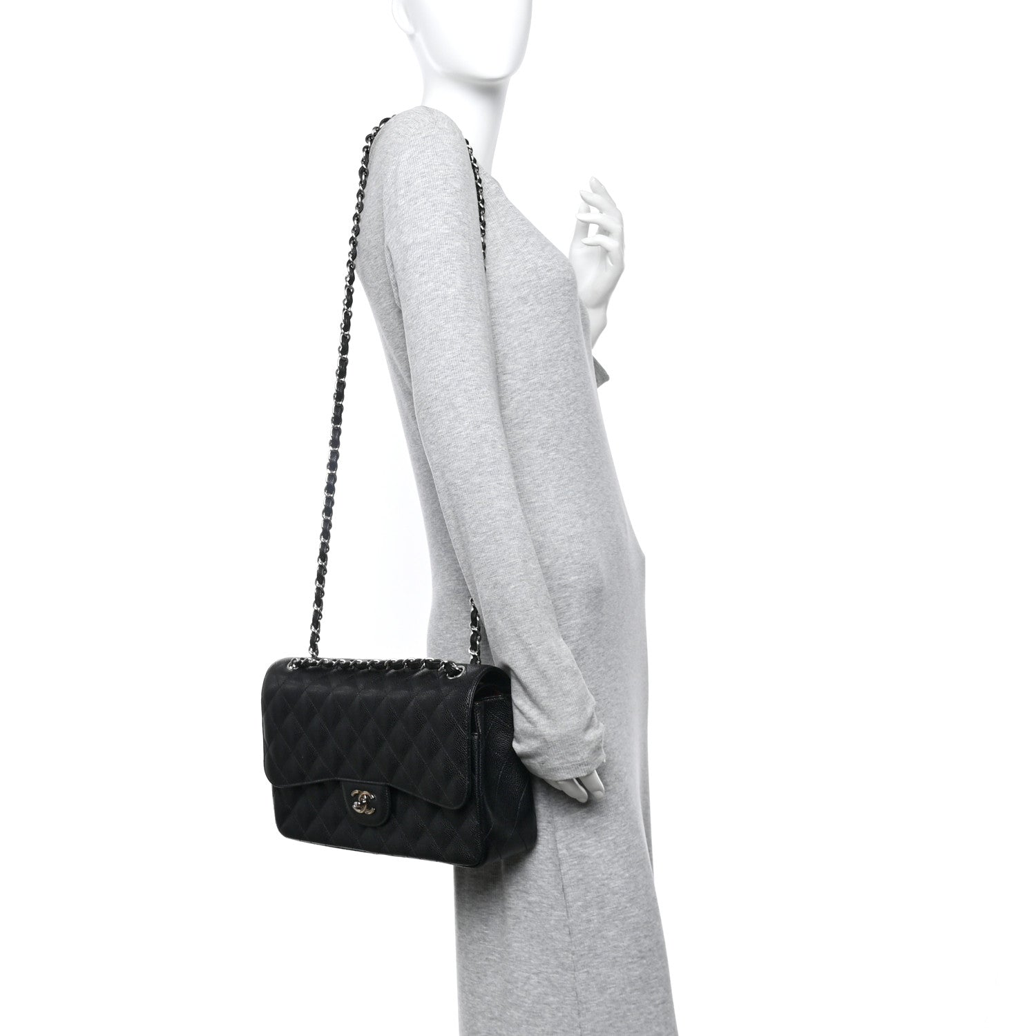 Chanel Caviar Quilted Jumbo Double Flap Black 2 of 12