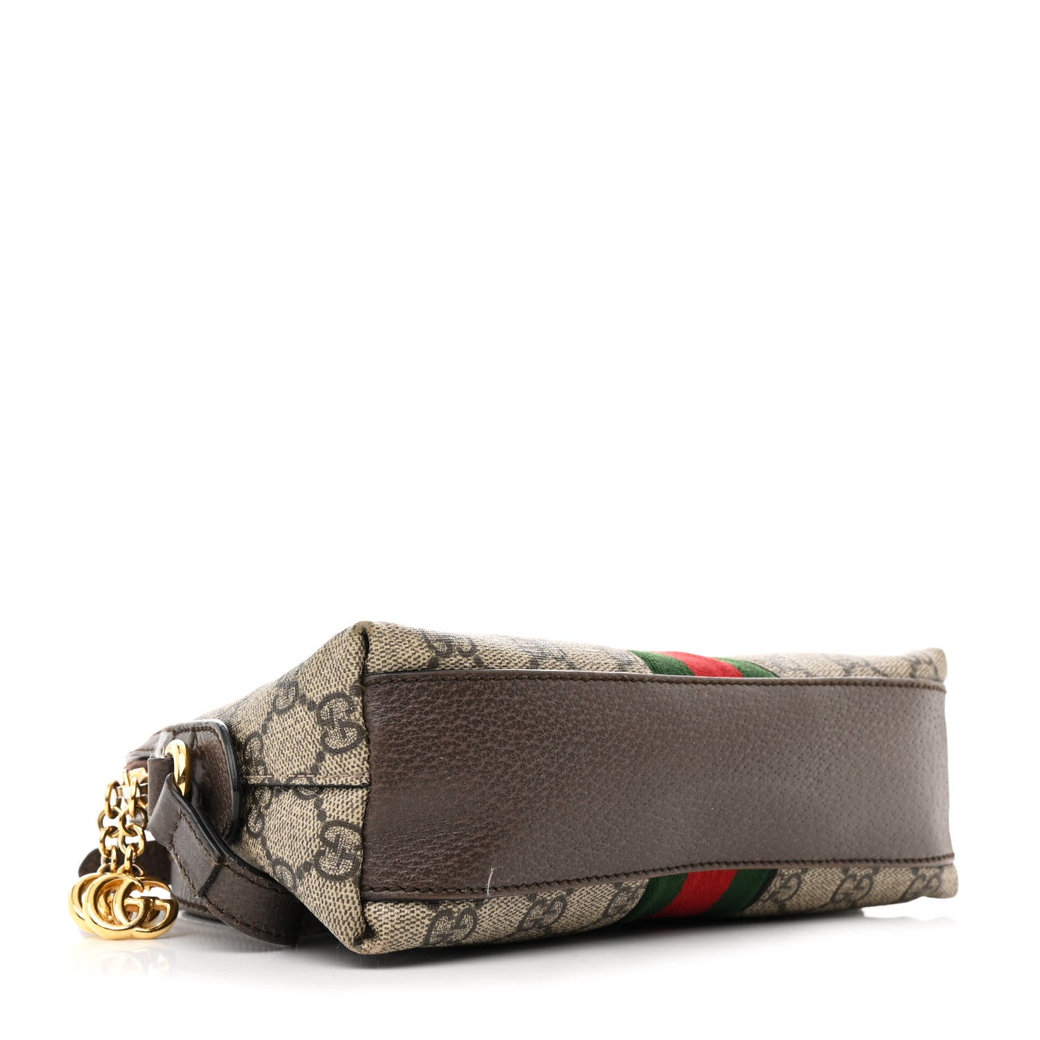 Gucci GG Supreme Monogram Textured Dollar Calfskin Web Small Ophidia Dome Shoulder Bag Beige Ebony New Acero 4 of 14