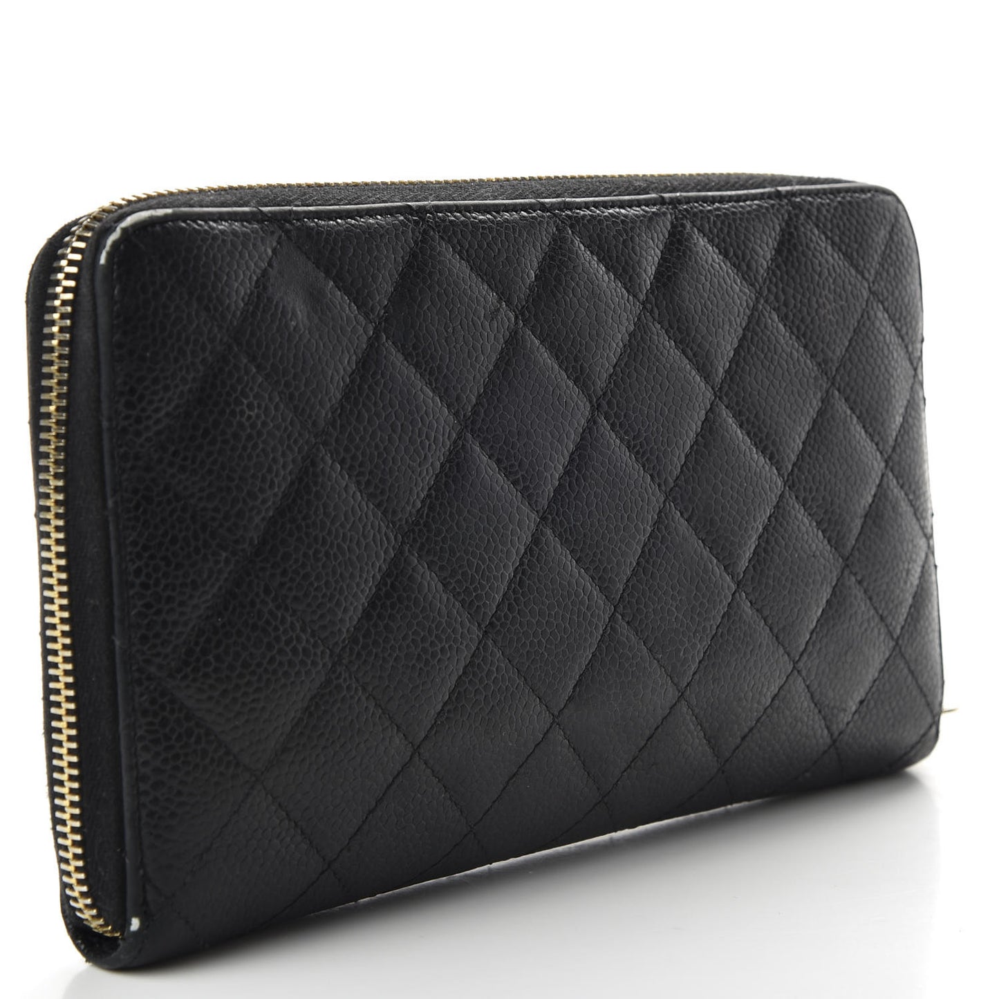 Caviar Quilted Large Zip Around Organizer Wallet Black