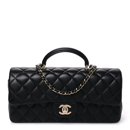 Chanel Lambskin Quilted Top Handle East West Flap Black 1 of 11