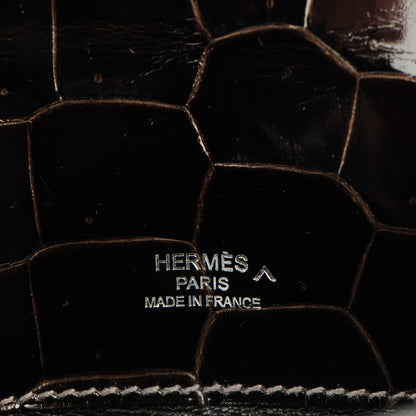 Hermes Shiny Porosus Crocodile Kelly Cut Pochette Graphite 9 of 16