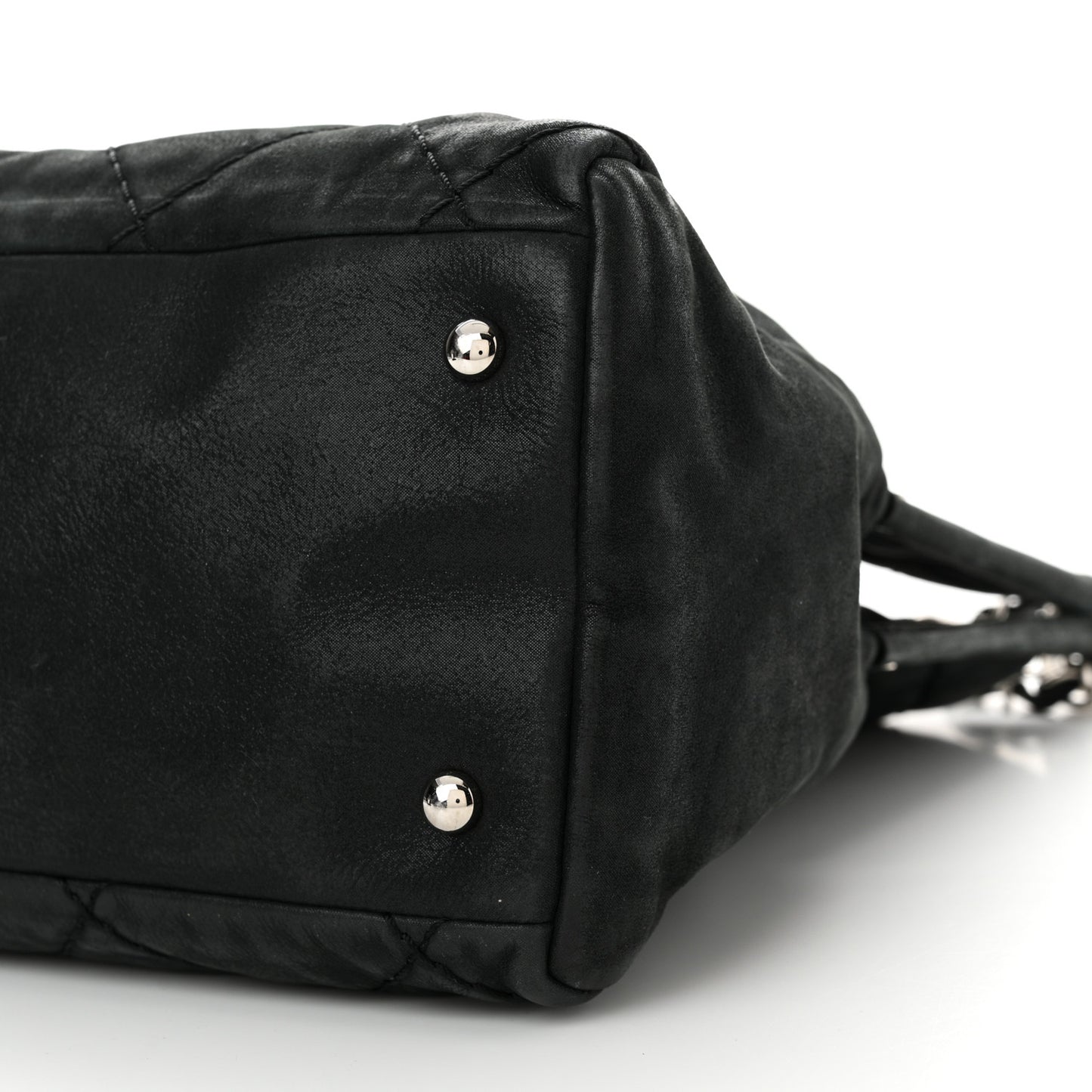 Iridescent Calfskin Quilted Small Sea Hit Tote Black