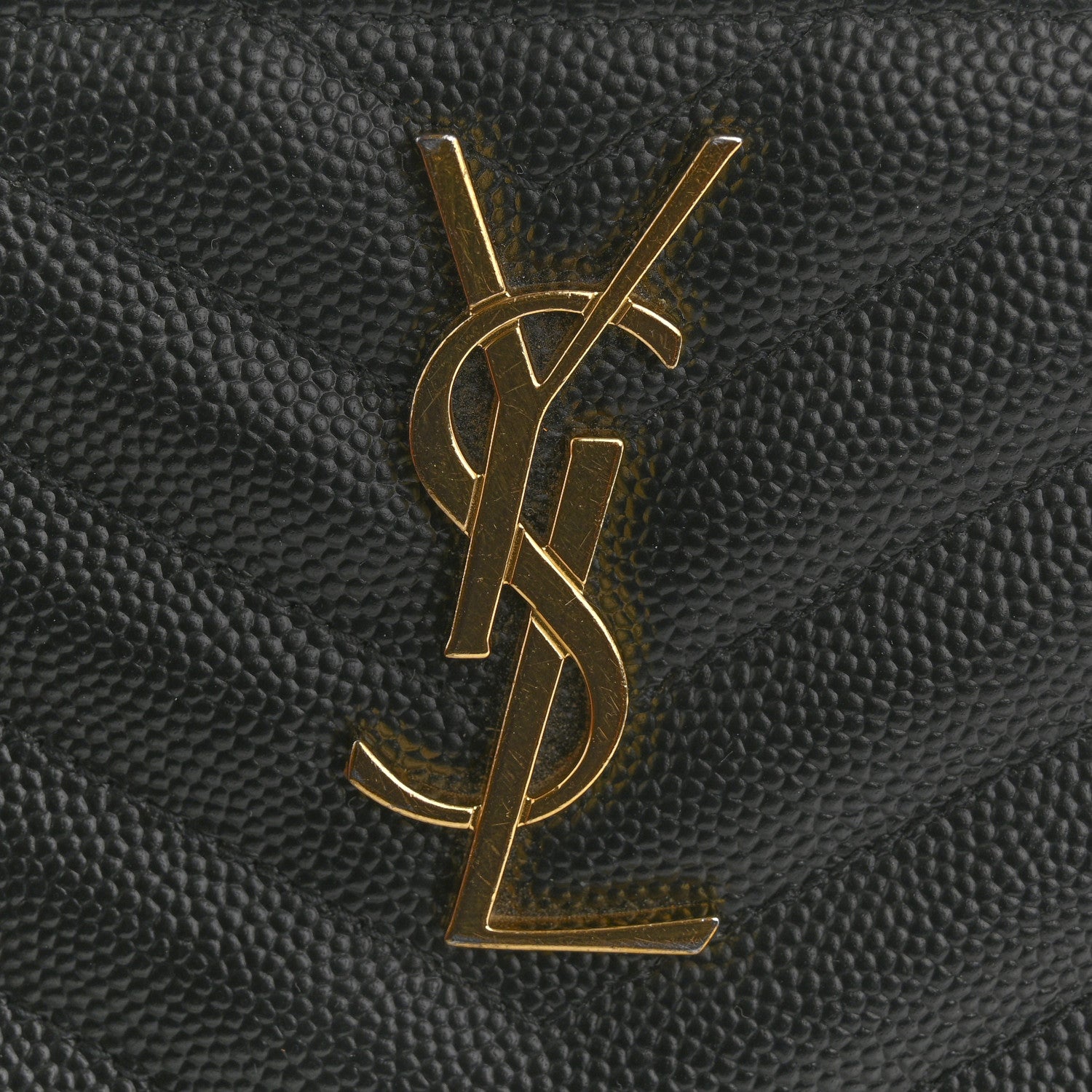 Saint Laurent Grain De Poudre Chevron Monogram Bill Pouch Black 8 of 11