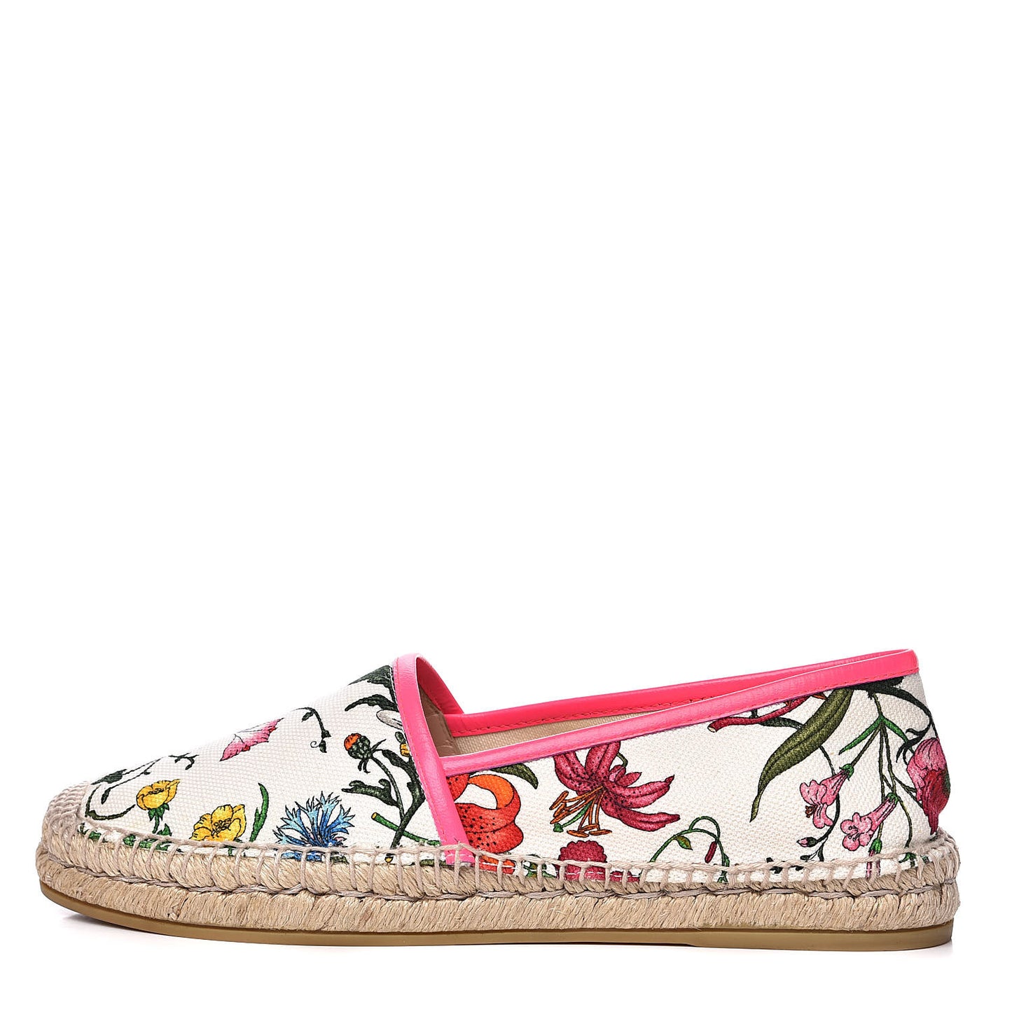Canvas Flora Print Espadrilles 39 White Multicolor Fuxia