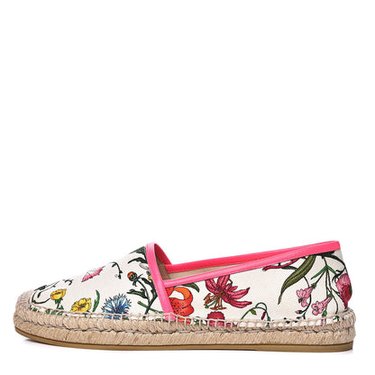 Gucci Canvas Flora Print Espadrilles 39 White Multicolor Fuxia 1 of 9