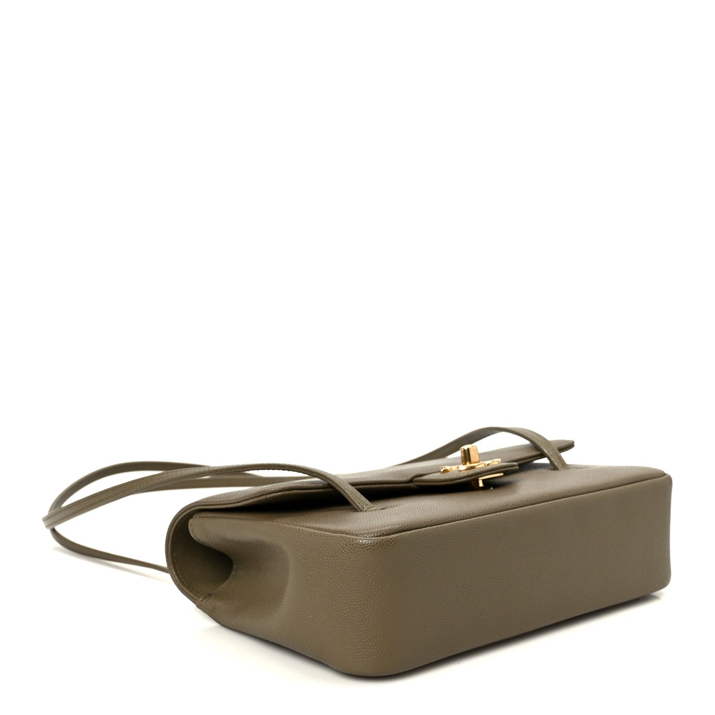 Shiny Caviar Preppy Coco Small Flap Dark Khaki